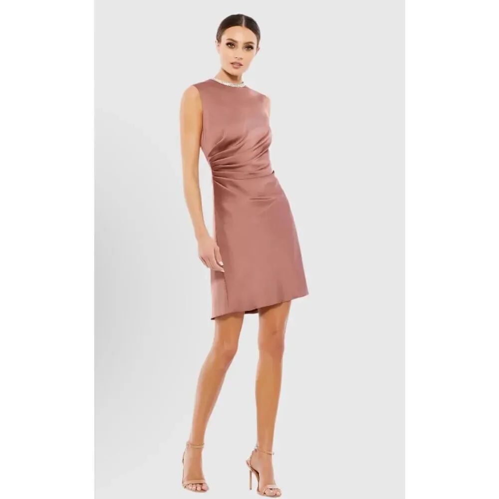 Mac Duggal NWT size 4 jeweled neck cocktail dress style 55697 mauve